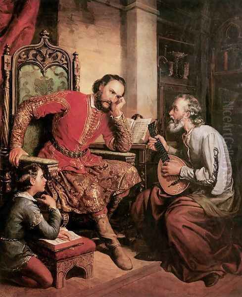 Palatine Tamas Nadasdy and Tinodi 1855 Oil Painting by Soma Orlai Petrich