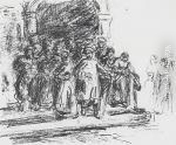 Die Glaubigen Verlassen Die Synagoge Oil Painting by Max Liebermann