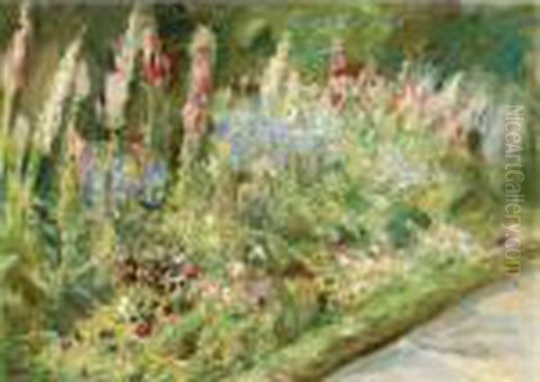 Property From The Buhler-brockhaus Collection
 

 
 
 

 
 Blumenstauden Im Nutzgarten Nach Sudwesten (flower Shrubs In The Garden To The Southwest) Oil Painting by Max Liebermann