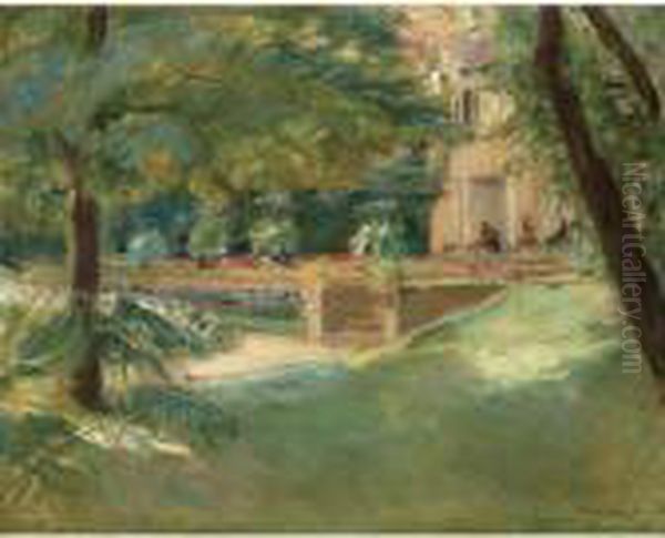 Property From A Private German 
Collection
 

 
 
 

 
 Blick Auf Die Blumenterrasse Im Wannseegarten Nach Sudwesten 
(view Of The Flower Terrace In Wannsee Garden To The South-west) Oil Painting by Max Liebermann