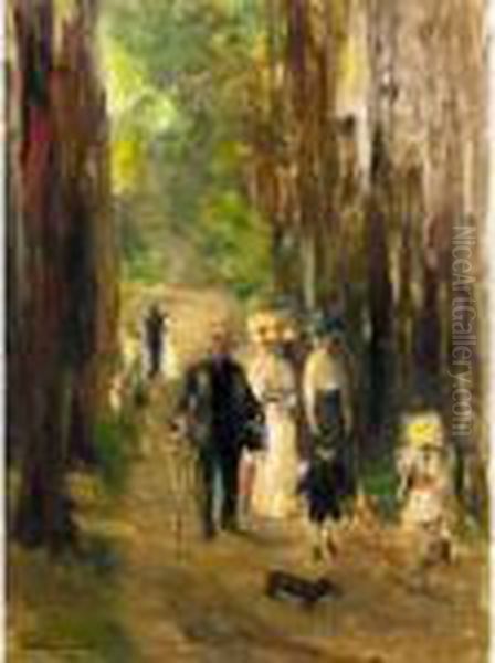 Aus Dem Grunewald (promenade In The Grunewald, Berlin) Oil Painting by Max Liebermann