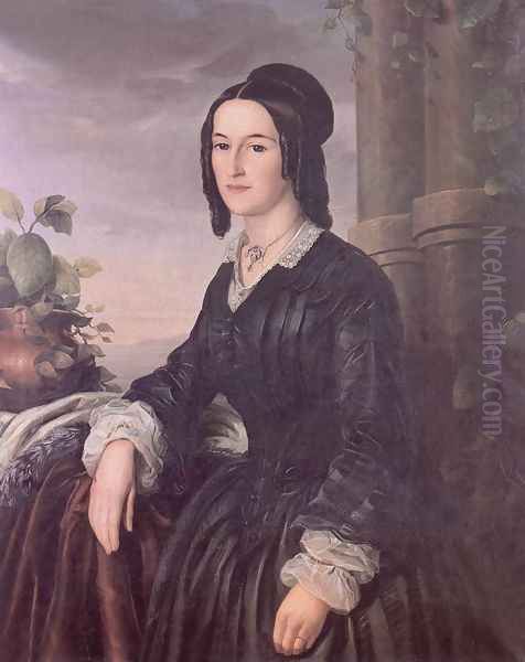 Ms. Antal Vilmos Rickl nee Johanna Kis-Orban 1852 Oil Painting by Soma Orlai Petrich