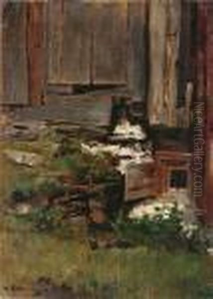 Baufalliges Haus (hofecke, Weimar) Oil Painting by Max Liebermann