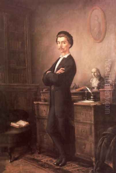 Petofi at Pest in 1848 Oil Painting by Soma Orlai Petrich