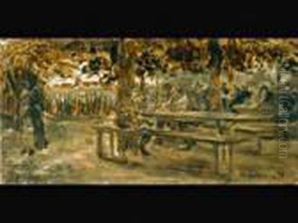 Biergarten In Etzenhausen Oil Painting by Max Liebermann