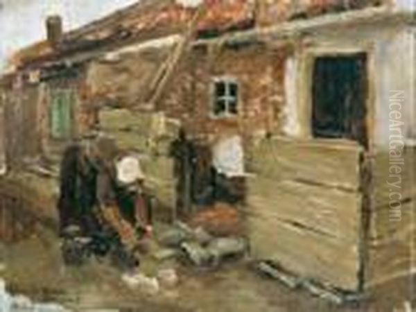 Hollandisches Bauernhaus Mit Frau Oil Painting by Max Liebermann