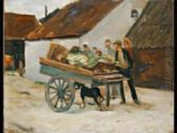 Gemusekarren - Hundekarren Oil Painting by Max Liebermann