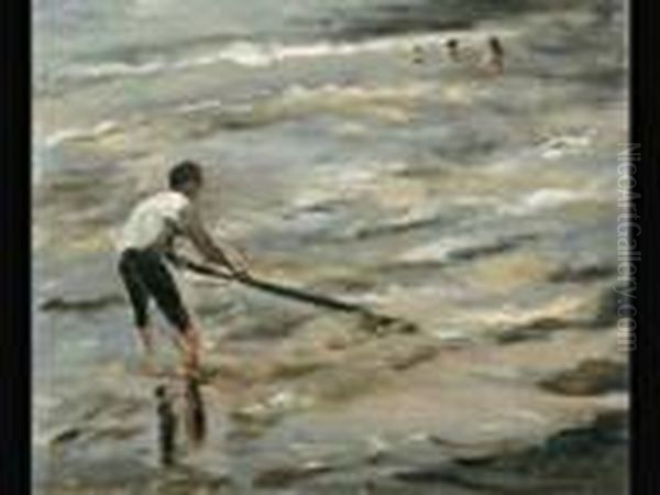 Muschelfischer - Graue See, Studie Oil Painting by Max Liebermann