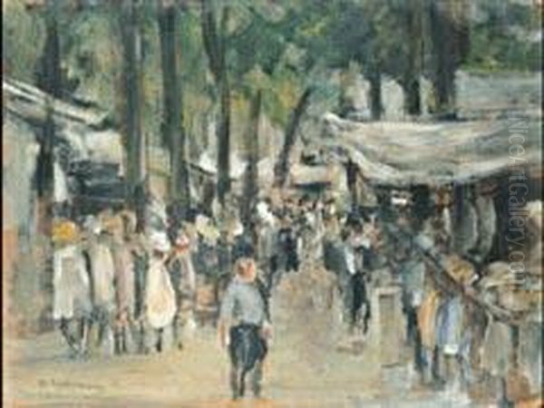 Jahrmarkt In Noordwijk - Studie Oil Painting by Max Liebermann