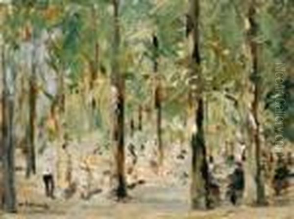 Kinderspielplatz Im Tiergarten Oil Painting by Max Liebermann