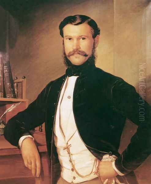 Portrait of Dobosy Lajos 1855 Oil Painting by Soma Orlai Petrich