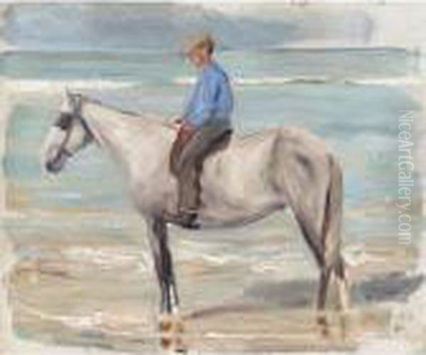 Reitender Knabe Am Meer (boy Riding By The Sea) Oil Painting by Max Liebermann