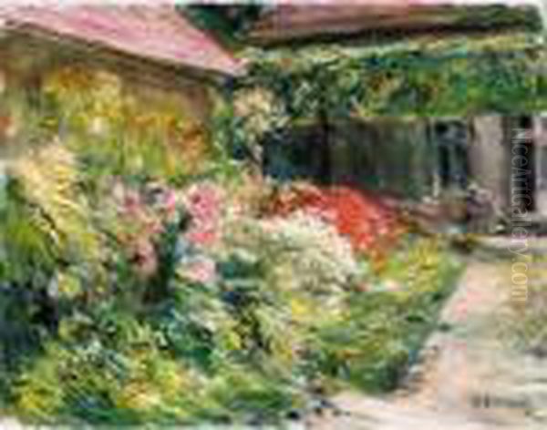 Blumenstauden Am Gartnerhauschen
 Nach Nordosten (flowers By The House Of The Gardener, Northeast) Oil Painting by Max Liebermann