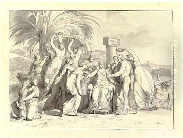 Hercules presenting Dejaneira with the Horn of Achelous Oil Painting by Pelagio Palagi