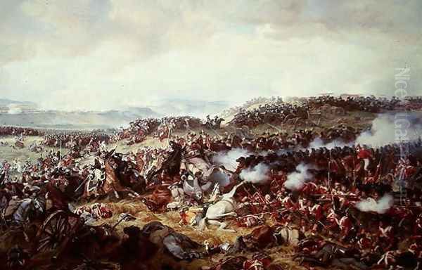 Cuirassiers Charging the Highlanders at the Battle of Waterloo on 18th June 1815, 1874 Oil Painting by Felix Philippoteaux