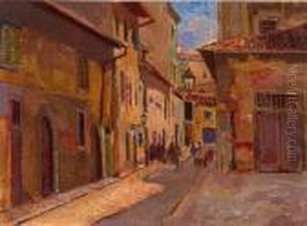 Strada Nella Vecchia Livorno Oil Painting by Ulvi Liegi