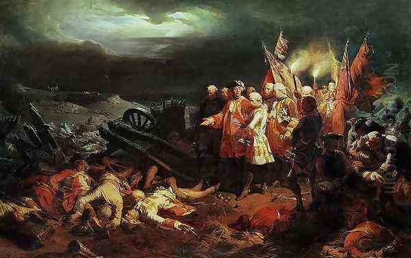 Louis XV 1710-74 Visiting the Field of Battle at Fontenoy in May 1745 Oil Painting by Felix Philippoteaux