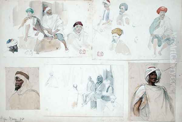 Sketches of Algerian Men, from Vues et Portraits Faits Pendant la Campagne de Mai 1840, 1840 Oil Painting by Felix Philippoteaux