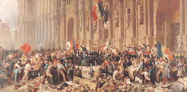 Lamartine rejects the red flag in 1848 Oil Painting by Felix Philippoteaux