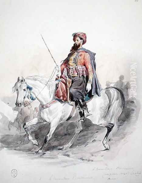 Spahi Commander Bouscarente at Muzayah, from Album Afrique 1835-45, 1840 Oil Painting by Felix Philippoteaux