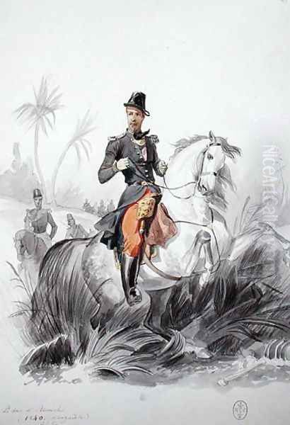 Henri dOrleans 1822-97 Duke of Aumale at Muzayah, from Album Afrique 1835-45, 1840 Oil Painting by Felix Philippoteaux