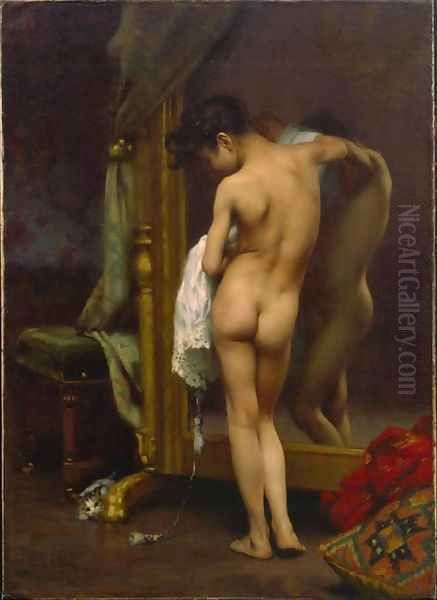 A Venetian Bather Oil Painting by Paul Peel