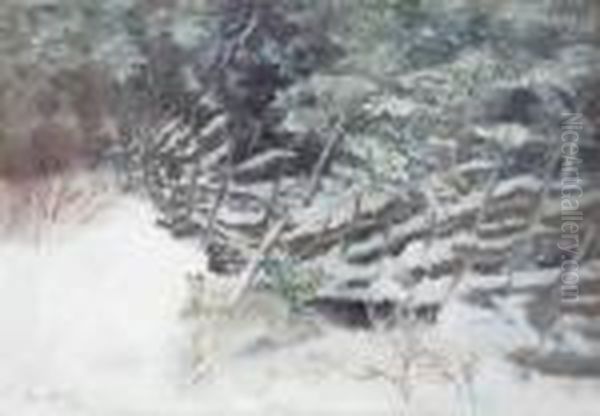 Ahare In A Winter Landscape Oil Painting by Bruno Andreas Liljefors