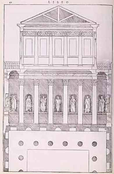 A private Greek house, illustration from a facsimile copy of I Quattro Libri dellArchitettura written by Palladio, originally published 1570 Oil Painting by Andrea Palladio