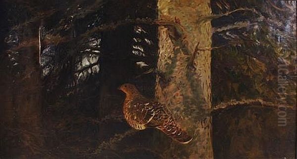 Quail At Roost Oil Painting by Bruno Andreas Liljefors