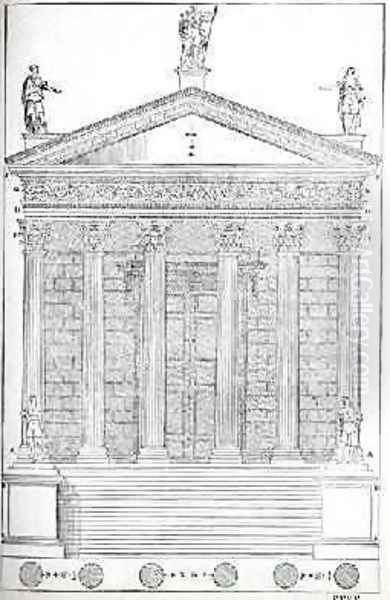 Elevation of the Temple of Nimes, illustration from a facsimile copy of I Quattro Libri dellArchitettura written by Palladio, originally published 1570 Oil Painting by Andrea Palladio