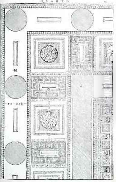 Plan of the ceiling of the Tempio di Marte Vendicatore, illustration from a facsimile copy of I Quattro Libri dellArchitettura written by Palladio, originally published 1570 Oil Painting by Andrea Palladio