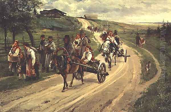 Return from the Fair, 1883 Oil Painting by Illarion Mikhailovich Prianishnikov