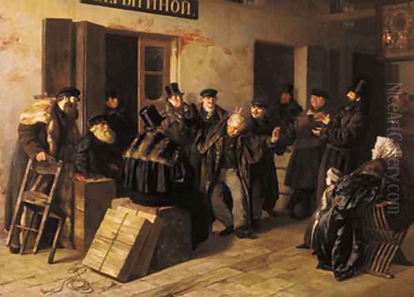 Jokers. Gostiny Dvor in Moscow, (1865) Oil Painting by Illarion Mikhailovich Prianishnikov