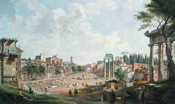 View of the Roman Forum, 1747 Oil Painting by Giovanni Paolo Panini