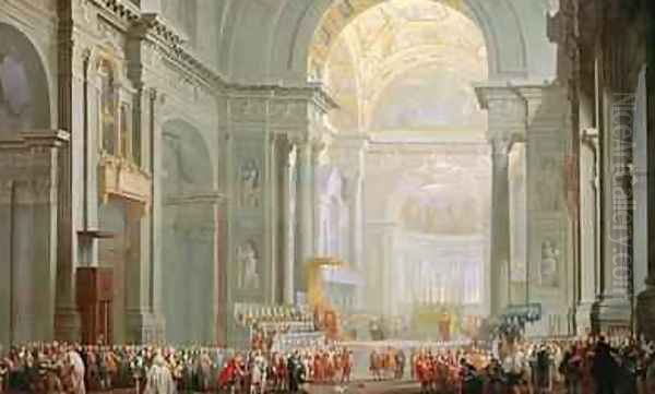 Interior of a St. Peters, Rome Oil Painting by Giovanni Paolo Panini