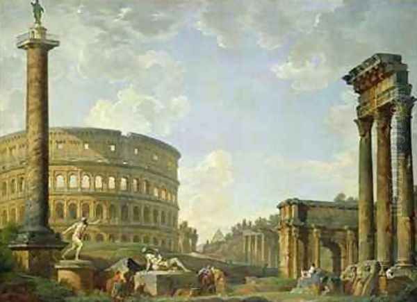 The Pantheon and other Monuments, 1735 Oil Painting by Giovanni Paolo Panini