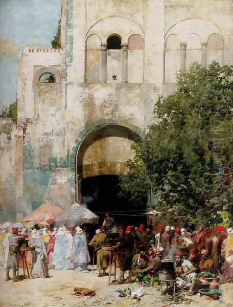 Market day, Constantinople Oil Painting by Alberto Pasini