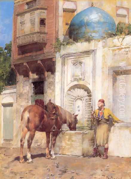 At the Well Oil Painting by Alberto Pasini