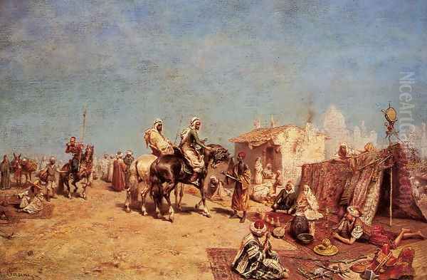 An Arab Encampment Oil Painting by Alberto Pasini