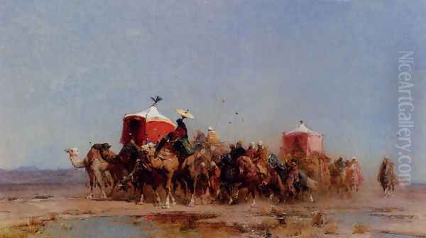 Caravan In The Desert Oil Painting by Alberto Pasini