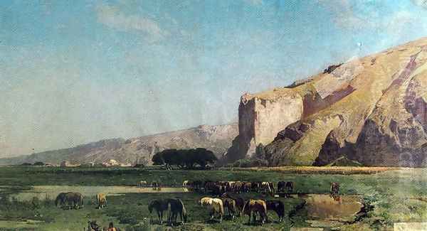 Pasture on the road from Teheran to Tabriz Oil Painting by Alberto Pasini