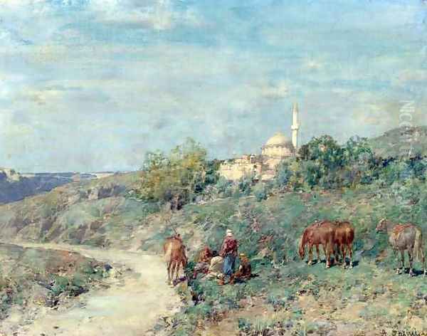 The Halt Oil Painting by Alberto Pasini