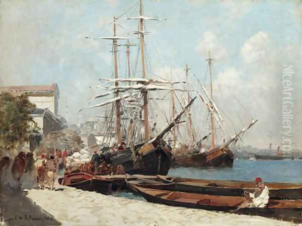 Il Corno d'Oro - Riva del Porto Oil Painting by Alberto Pasini