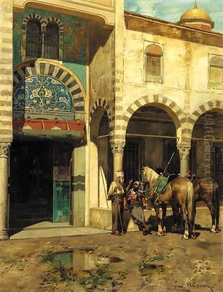 A Rest Outside of the Mosque Oil Painting by Alberto Pasini