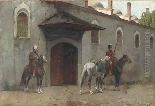 Guarding the palace entrance Oil Painting by Alberto Pasini