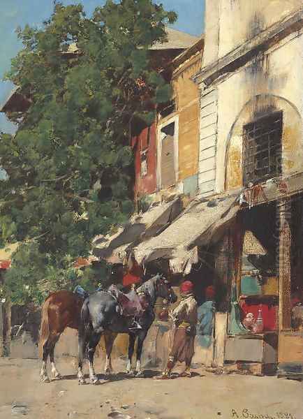 In the Marketplace, Istanbul Oil Painting by Alberto Pasini