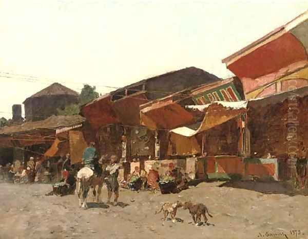 Mercato a Brussa Oil Painting by Alberto Pasini