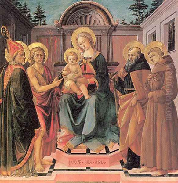 The Virgin and Child Surrounded by Saints Oil Painting by Pesellino