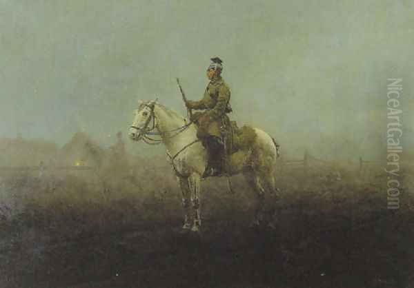 Guard in the Fog (Wachposten im Nebel) Oil Painting by Antoni Piotrowski