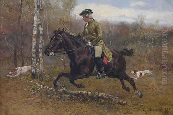 Hunting I Oil Painting by Antoni Piotrowski